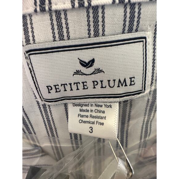 Petite Plume Kids' Ticking Stripe Pajama Set Navy French Size 3 New - Picture 4 of 5